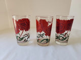 Peanut Butter Set Of 3 VINTAGE Carnation Glasses 5" FLOWER Carnation