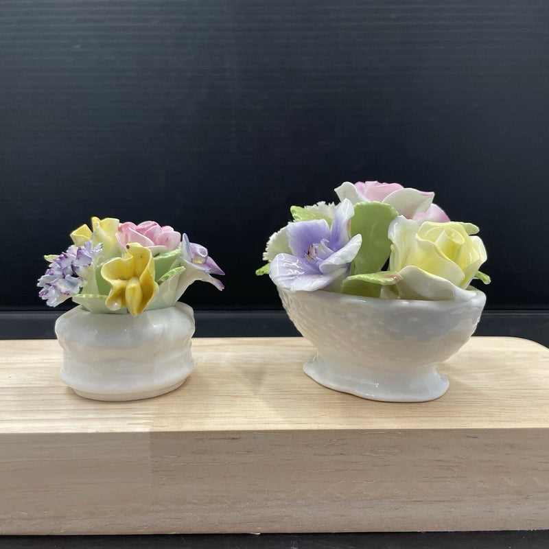 Royal Adderley and Coalport Porcelain Posey Baskets, Roses and Carnations Carnation