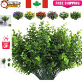 8 Bundles of Lifelike Eucalyptus Flowers - UV Resistant Faux Greenery Decor Green Plant