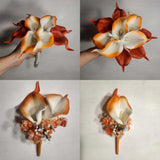 Orange Ivory Calla Lily Bridal Wedding Bouquet Accessories Bouquet