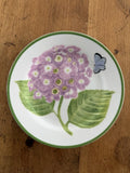 American Atelier Purple Hydrangea luncheon plate Butterfly 7.5 in Hydrangea