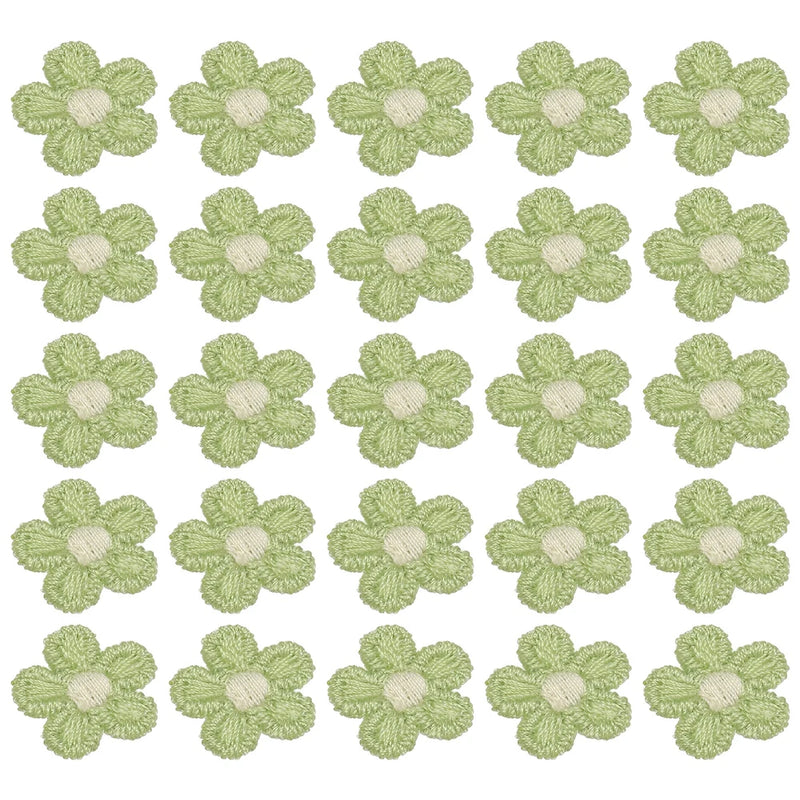 50 Pcs Mini Daisies Flower Sew on Patches, Flower Appliques Patches, Olive Green Daisies