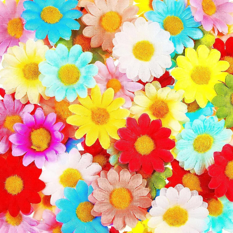 500 Pcs Faux Daisy Flower Heads Silk Artificial Sunflower Heads for Wedding Sunflower