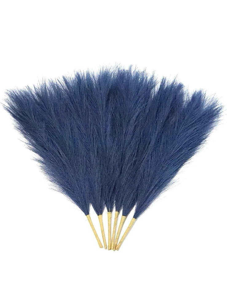 Navy Blue Faux Pampas Grass Decor 18-Inch Short 6 Stems Dried FlowersÉ. Pampas Grass