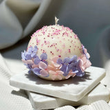 Hydrangea Soy Candle Floral Sphere Unscented Ball Handmade Gift Purple Decor Hydrangea