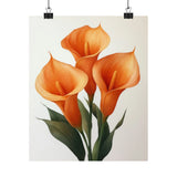 Boho Orange Calla Lilies Flower Art Print Poster, Minimalist Floral Wall Art 5 Lily