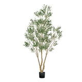 VEVOR 8FT Artificial Olive Tree Tall Fake Plant Black Pot for Home Office Use Green Plant