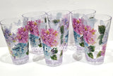 Easter Spring Summer Hydrangeas Floral Tumbler Acrylic Glasses Set of 6 Hydrangea