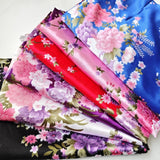 58'' Wide Vintage Satin Fabric Silky Charmeuse Material For Scarves Kimono Craft Flowering Plants