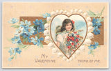 Holiday~Lily of Valley & Blue Flowers My Valentine~Vintage Postcard Lily