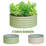 Aoodor 42'' Round Galvanized Raised Garden Bed Planter Vegetable Flower Garden Plants