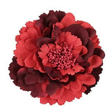 Women's Bohemia Peony Flowers Hairpin Hair Clip Flower Brooch for Burgundy Red Peony
