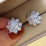 1 CT D Color VVS1 Excellent Cut Round Moissanite Sunflower Shape Stud Earrings Sunflower