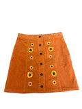 Gymboree Corduroy Skirt Orange Sunflowers Size 12 Girls Sunflower