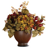 Autumn Hydrangea w/ Round Vase Table Centerpiece Decoration 12" Hydrangea