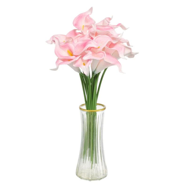 20pcs Artificial Calla Lily Fake Silk Flowers for Home Decor, Light Pink Lily