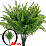 4X Artificial Fake Boston Fern Plants Bushes Artificial Ferns Outdoor Decor US Green Plant
