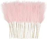 50Pcs Pink Faux Pampas Grass Decor, 21.6" Short Artificial Pompous Grass Floral Pampas Grass