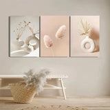 3pcs Minimalist Botanical Boho Pampas Grass Metal Print Ready to Hang Art Pampas Grass