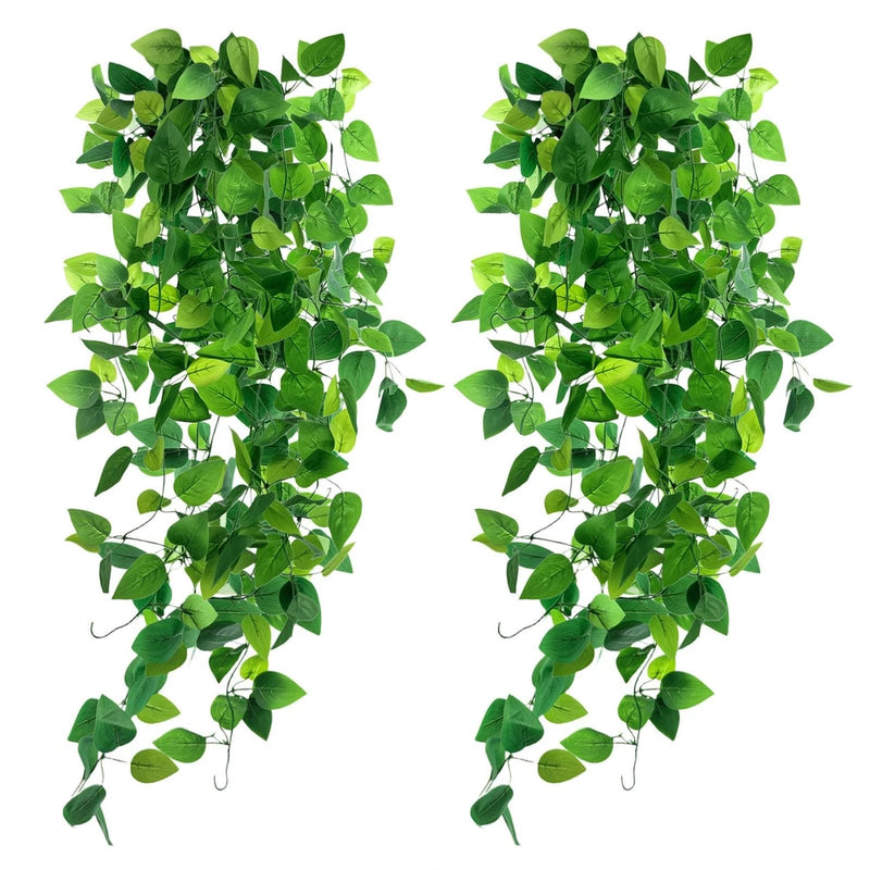 2PCS Fake Vines, Fake Pothos Hanging Plants Ivy Vines, Artificial Greenery fo... Green Plant