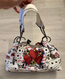 Ed Hardy Studded Rhinestone Hearts Hobo Satchel Shoulder Bag~Roses~Charms~NWT Roses