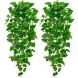 2Pcs Fake Hanging Plants, 9 Branch Artificial Hanging Plant, Lush Faux Pothos... Green Plant