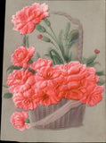 Beautiful Basket of Flowers Carnations? Airbrushed & Embossed c1910 Postcard Carnation
