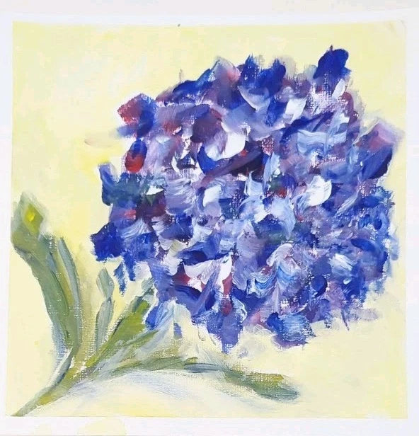 Floral Hydrangea Acrylic Painting Original Abstract Impressionism 6x6 On Paper Hydrangea