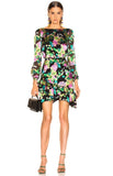 NWT Saloni Felicia Satin Mini Dress Black Multicolor Hydrangea Bold Floral 4 Hydrangea