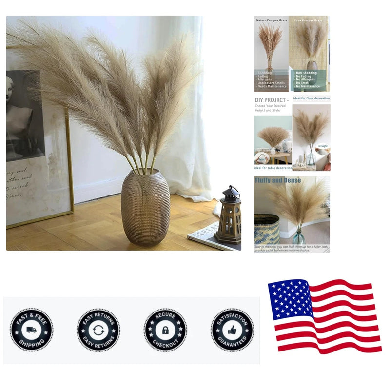 38" 10 Stems Faux Pampas Grass Decor - Tall Pampas Grass for Floor Vase Fluff... Pampas Grass