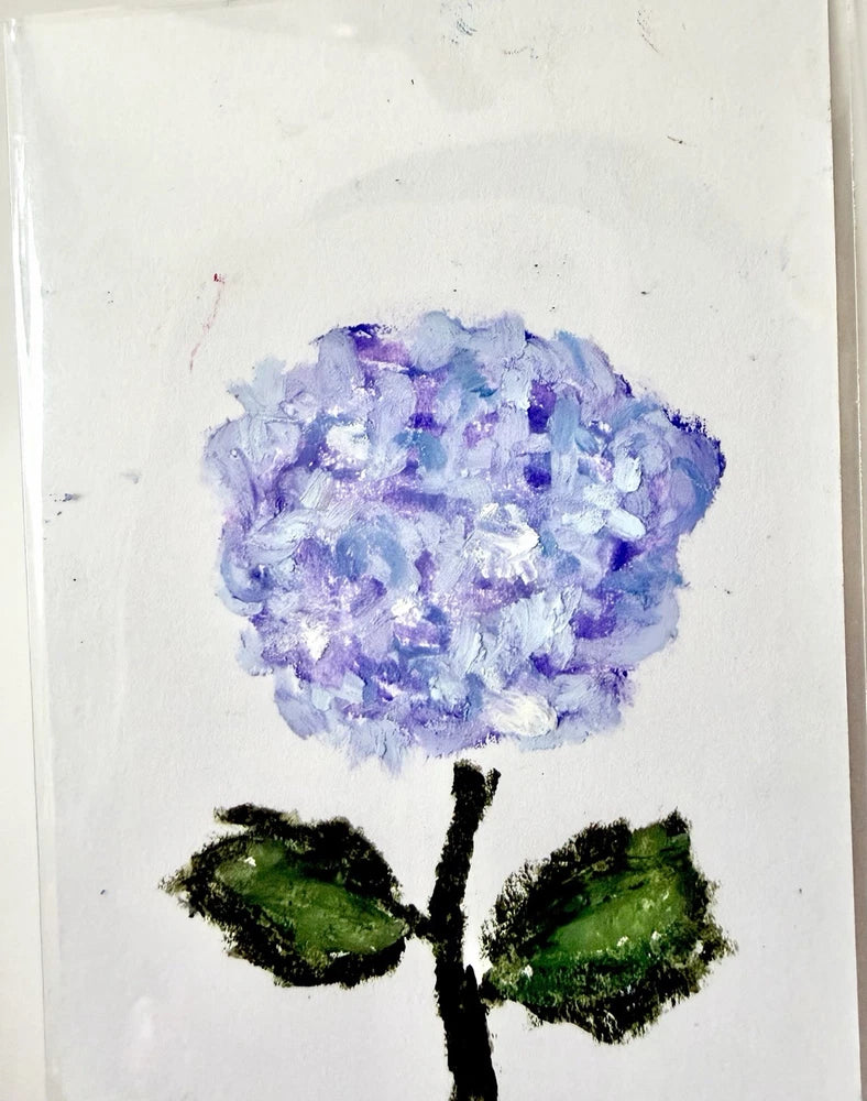 ACEO Art Card Original Mixed Media Painting Flower Hydrangea Cottage Core Hydrangea