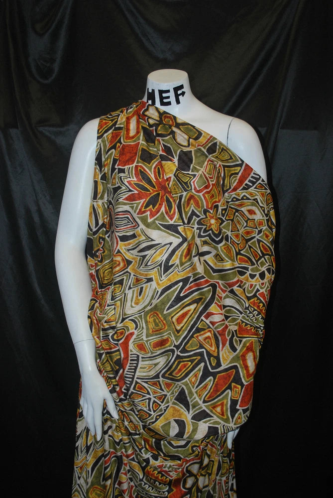 Modal 100% Knit Jersey Fabric Ecofriendly   Multi Color Tribal flower Print 6oz Flowering Plants