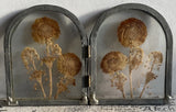 VTG Hinged Arched Standing Metal Glass Pressed Dried Flowers Suncatcher Rare Dried Flower