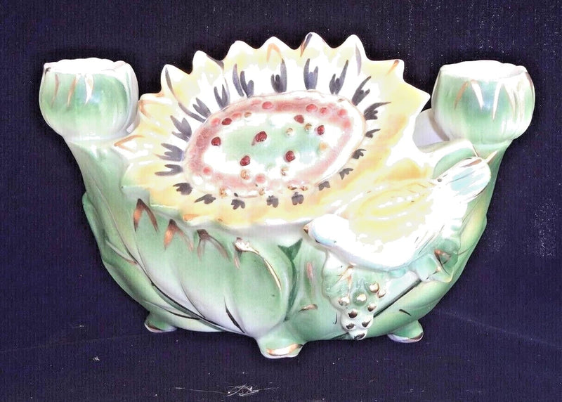 Vintage 1900s Table Centerpiece Flower Vase Candlestick Holder. Sunflower w/feet Sunflower