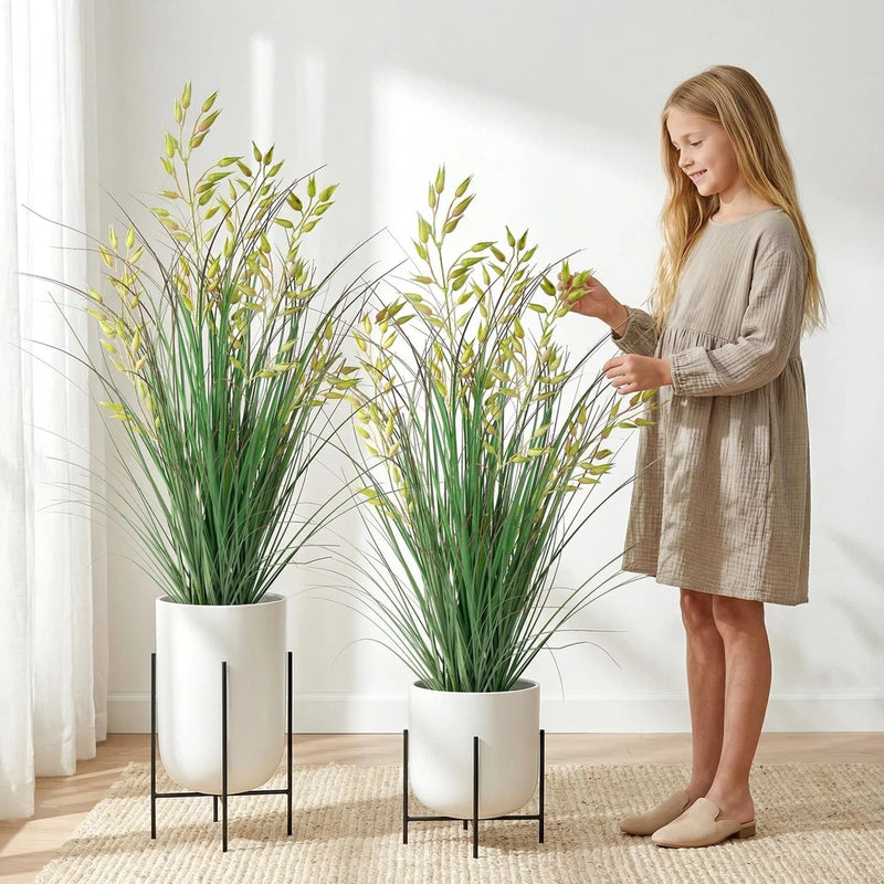 Silk Plants 2Pcs Tall Artificial Grass Plant Potted Artificial Greenery Floor... Pampas Grass