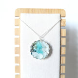Handmade Real Blue Hydrangea Flowers Resin Necklace Floral Pendant Unique Gift Hydrangea