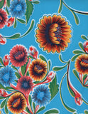 Oilcloth Fabric Beautiful Blooms Light Blue Pattern Sold in Yard or Bolt Flowering Plants