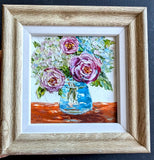 Hydrangea , Roses Original OIL Impasto PAINTING Impressionism , Framed Hydrangea