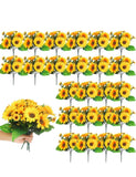 24 Bundles Sunflower Artificial Flower with Stems Bouquet Fake Plants Bulk UV Re Sunflower