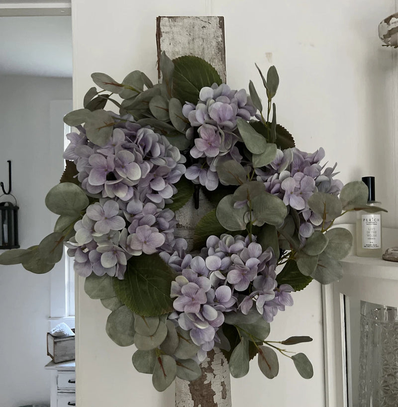 Purple Hydrangea Silk Wreath 16ÓCottage Decor New Floral Hydrangea