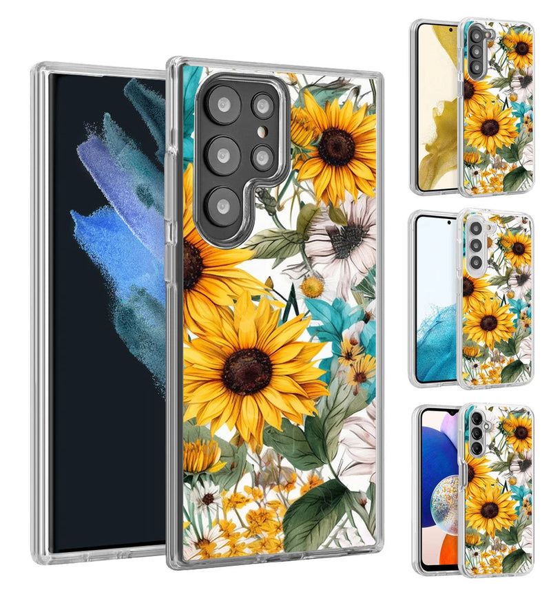 Texture Sunflower White Blossom Cover Case For Samsung Galaxy (Choose Model) Sunflower