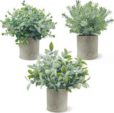 3 Pack Fake Plants Small Potted Eucalyptus Artificial Plants for Home Office Roo Green Plant