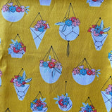 "Petals and Pots" Hanging flower pots  ~FQ 100% Cotton Flowering Plants