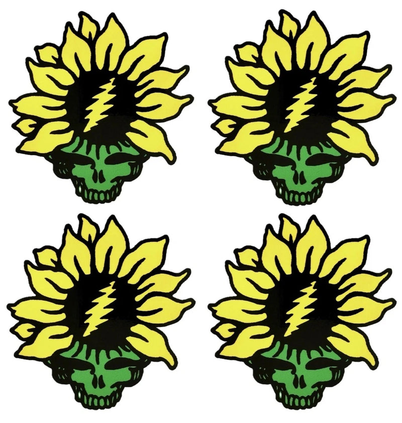 The Grateful Dead Sunflower Steal Your Face 4 Sticker Lot Sun Flower Stealie SYF Sunflower