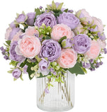 4Pk Peonies Artificial Flowers Pinkish-Purple Silk Peonies Flowers Fake Peonies Peony