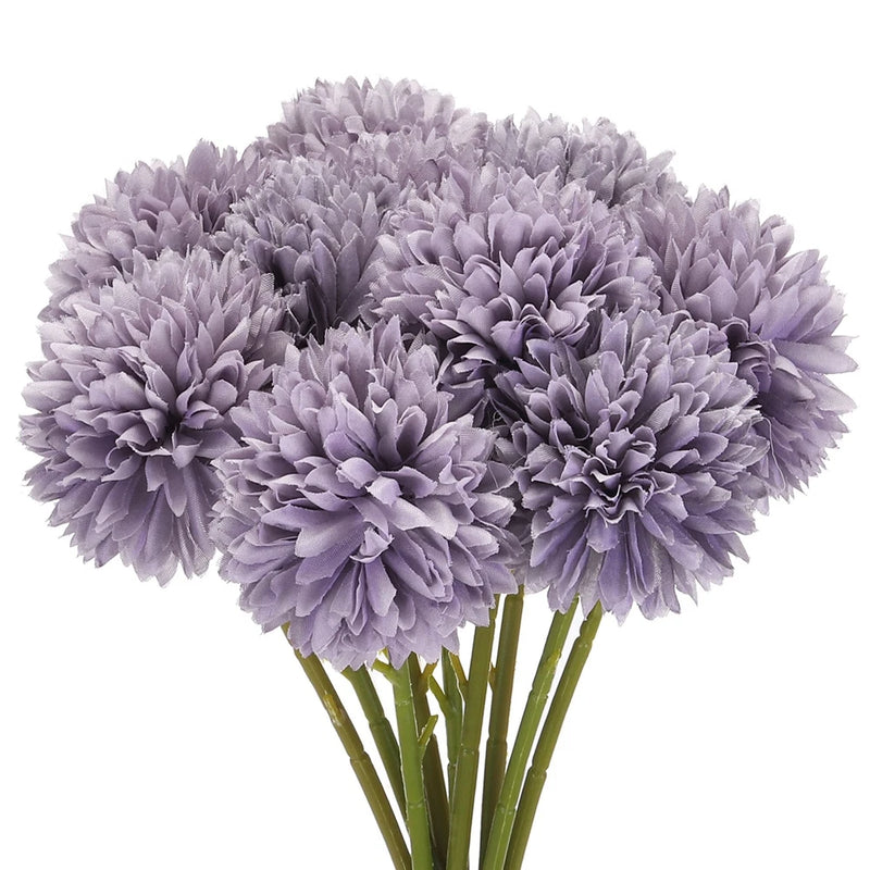 Artificial Flower Heads Silk Chrysanthemum Hydrangea Purple Faux 12Pcs Hydrangea
