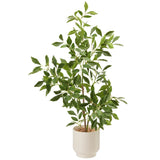 Artificial Potted Plants Indoor,27" Faux Plants Ficus Leaves Trees with Ceram... Green Plant