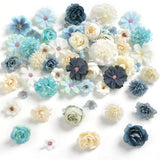 Faux Flower Heads Mini Blue White Artificial Flower Heads Fake Peony Daisy Ro... Peony