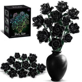 Black Roses Bouquet Building Set, 12 Artificial Flowers Botanical Collection ... Bouquet