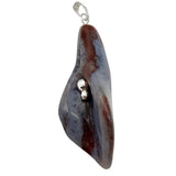 Lily! Fancy Jasper Carved Flower Sterling Silver Pendant | 2" Long | Purple | Lily